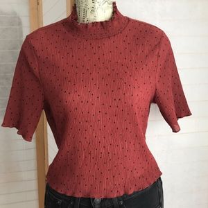Size Medium Azalea crop top mock coral turtleneck